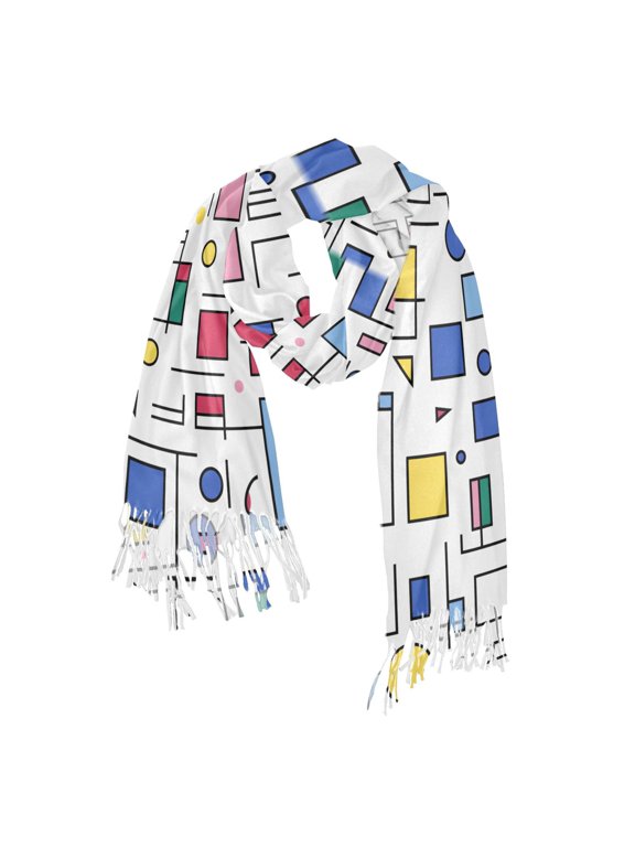 Womens Scarf Winter Soft Long Big Warm Shawls Wrap Tassel Scarves, Colorful Cartoon Graphic
