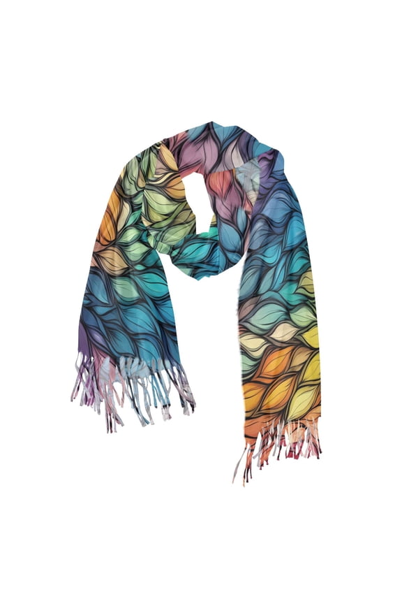 Womens Scarf Winter Soft Long Big Warm Shawls Wrap Tassel Scarves, Colorful Dragon Scales Pattern