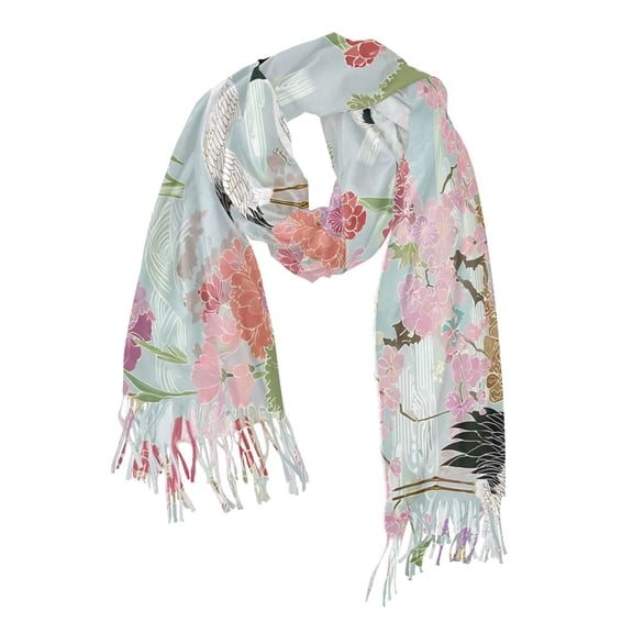 FORMRS Womens Scarf Winter Soft Long Big Warm Shawls Wrap Tassel Scarves, Colorful Flowers Blossoms