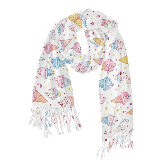 FORMRS Womens Scarf Winter Soft Long Big Warm Shawls Wrap Tassel Scarves, Colorful Ice Cream Pattern
