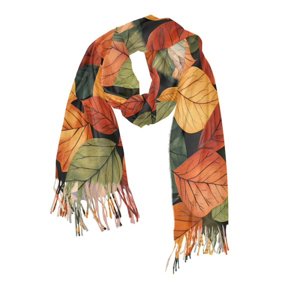 FORMRS Womens Scarf Winter Soft Long Big Warm Shawls Wrap Tassel Scarves, Colorful Leaves