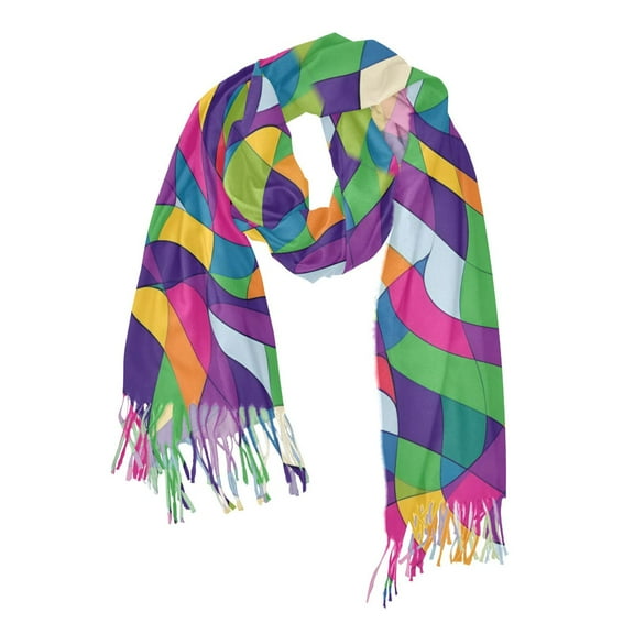 FORMRS Womens Scarf Winter Soft Long Big Warm Shawls Wrap Tassel Scarves, Colorful Plaid