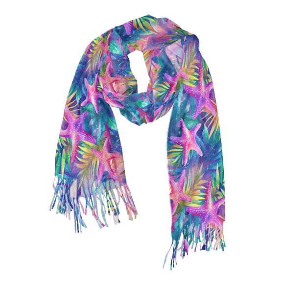 FORMRS Womens Scarf Winter Soft Long Big Warm Shawls Wrap Tassel Scarves, Colorful Starfish