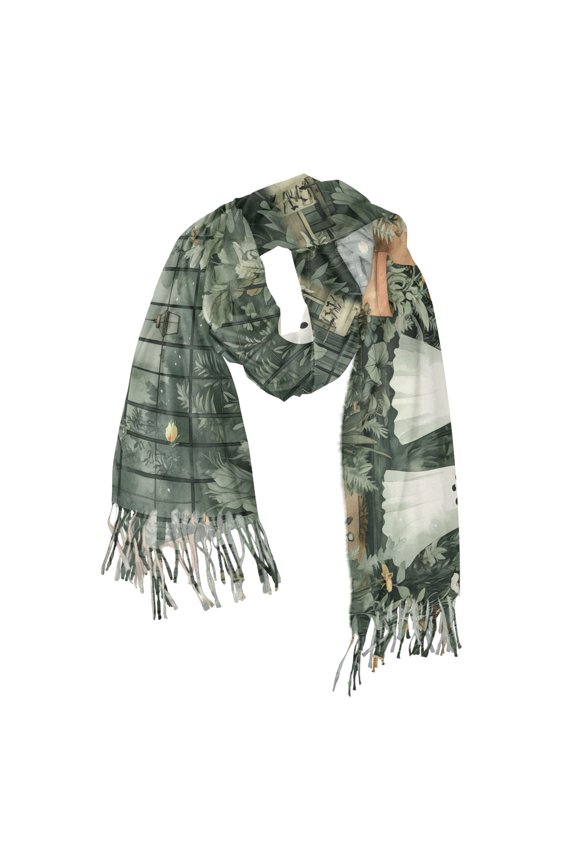 Womens Scarf Winter Soft Long Big Warm Shawls Wrap Tassel Scarves, Cute Ghosts Playing