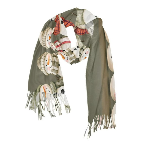 FORMRS Womens Scarf Winter Soft Long Big Warm Shawls Wrap Tassel Scarves, Cute Snowmen