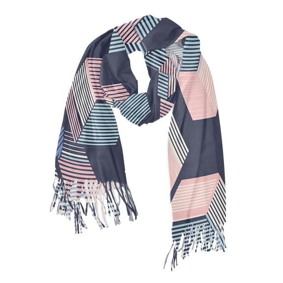 FORMRS Womens Scarf Winter Soft Long Big Warm Shawls Wrap Tassel Scarves, Dark Cubes