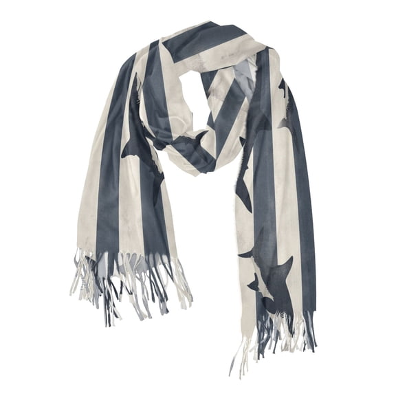 FORMRS Womens Scarf Winter Soft Long Big Warm Shawls Wrap Tassel Scarves, Dark Sharks