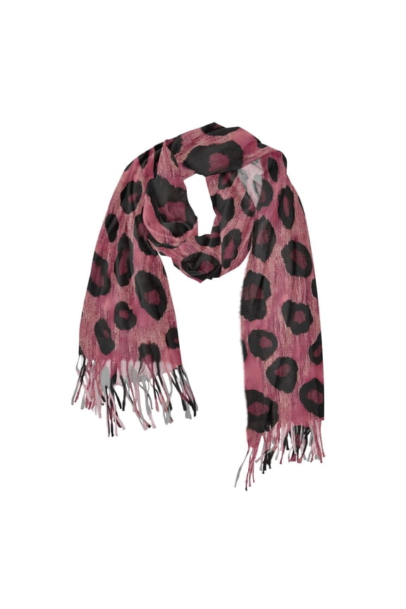 Womens Scarf Winter Soft Long Big Warm Shawls Wrap Tassel Scarves, Deep Red Leopard Pattern