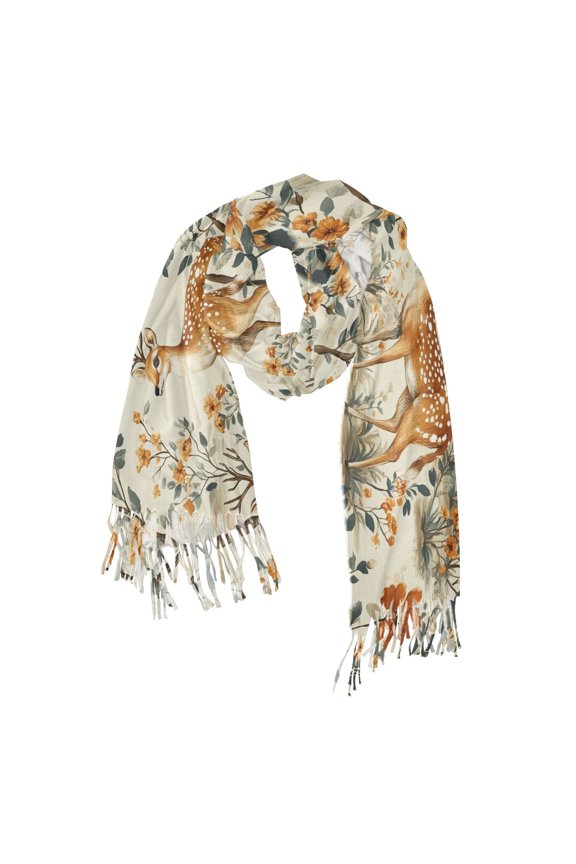 Womens Scarf Winter Soft Long Big Warm Shawls Wrap Tassel Scarves, Deer Pattern