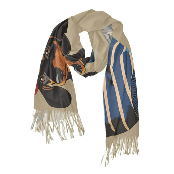FORMRS Womens Scarf Winter Soft Long Big Warm Shawls Wrap Tassel Scarves, Dog Artist