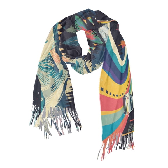 FORMRS Womens Scarf Winter Soft Long Big Warm Shawls Wrap Tassel Scarves, Evening Mountain Road