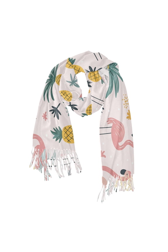 Womens Scarf Winter Soft Long Big Warm Shawls Wrap Tassel Scarves, Flamingo Pattern