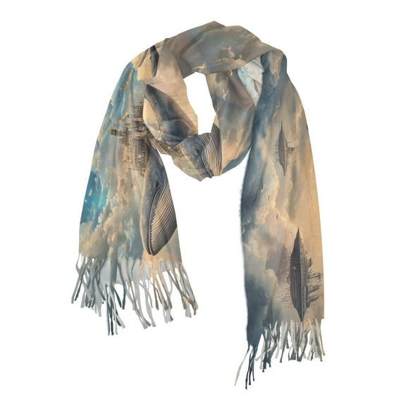 FORMRS Womens Scarf Winter Soft Long Big Warm Shawls Wrap Tassel Scarves, Floating Whale
