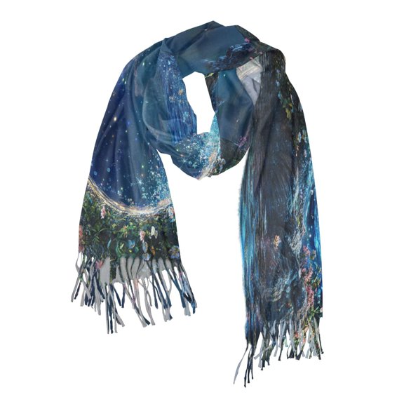 FORMRS Womens Scarf Winter Soft Long Big Warm Shawls Wrap Tassel Scarves, Floral Occean