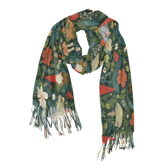 FORMRS Womens Scarf Winter Soft Long Big Warm Shawls Wrap Tassel Scarves, Forest Mushroom Pattern
