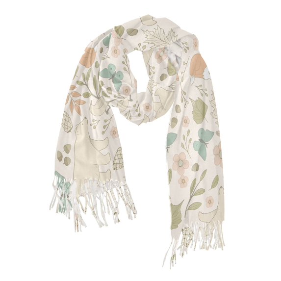 FORMRS Womens Scarf Winter Soft Long Big Warm Shawls Wrap Tassel Scarves, Forest Pastel