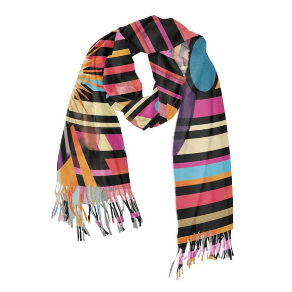 FORMRS Womens Scarf Winter Soft Long Big Warm Shawls Wrap Tassel Scarves, Futuristic Sun