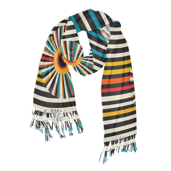 FORMRS Womens Scarf Winter Soft Long Big Warm Shawls Wrap Tassel Scarves, Geometric Stripes