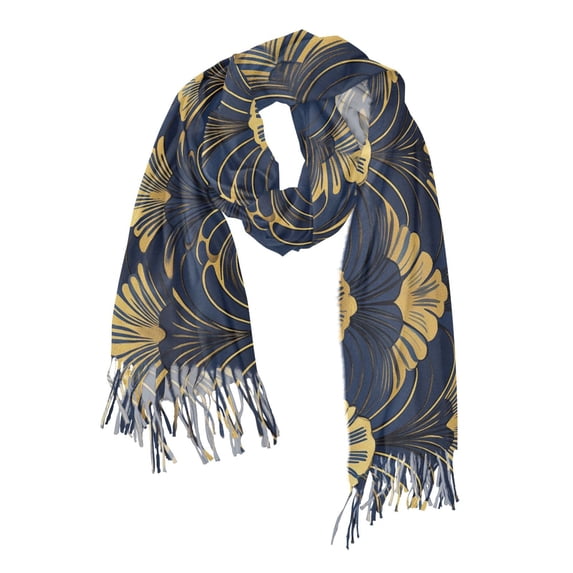 FORMRS Womens Scarf Winter Soft Long Big Warm Shawls Wrap Tassel Scarves, Gold Art Pattern