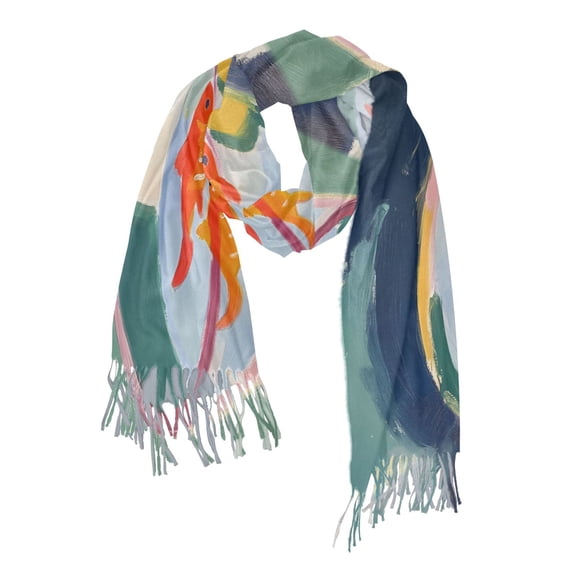 FORMRS Womens Scarf Winter Soft Long Big Warm Shawls Wrap Tassel Scarves, Goldfish Bowl