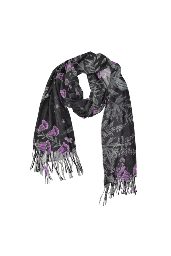Womens Scarf Winter Soft Long Big Warm Shawls Wrap Tassel Scarves, Gothic Floral Print
