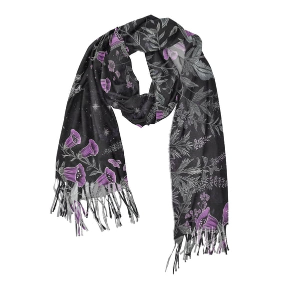 FORMRS Womens Scarf Winter Soft Long Big Warm Shawls Wrap Tassel Scarves, Gothic Floral Print