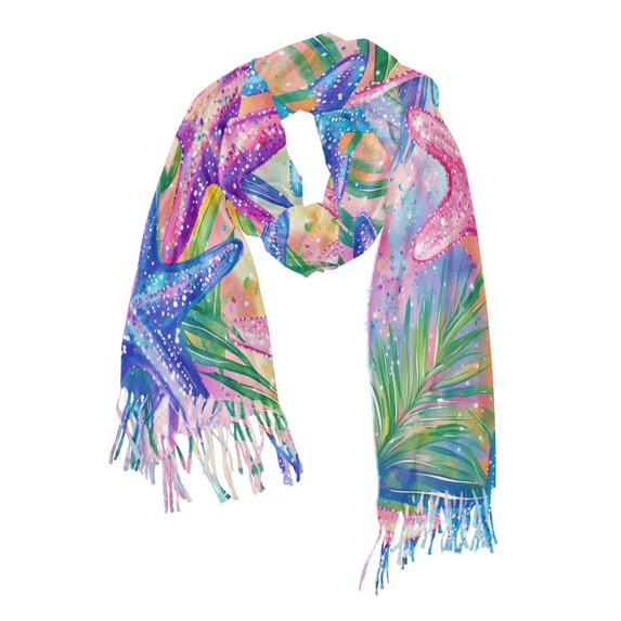 FORMRS Womens Scarf Winter Soft Long Big Warm Shawls Wrap Tassel Scarves, Gradient Starfish Pattern