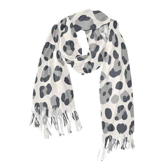FORMRS Womens Scarf Winter Soft Long Big Warm Shawls Wrap Tassel Scarves, Gray Leopard Pattern