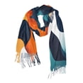 thumbnail image 1 of FORMRS Womens Scarf Winter Soft Long Big Warm Shawls Wrap Tassel Scarves, Green Abstract Wavy, 1 of 9
