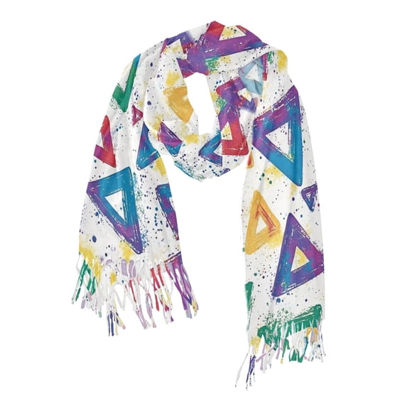 FORMRS Womens Scarf Winter Soft Long Big Warm Shawls Wrap Tassel Scarves, Green Simple Triangles