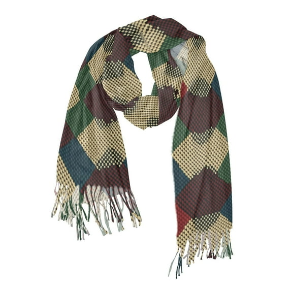 FORMRS Womens Scarf Winter Soft Long Big Warm Shawls Wrap Tassel Scarves, Green Tartan Pattern