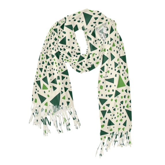 FORMRS Womens Scarf Winter Soft Long Big Warm Shawls Wrap Tassel Scarves, Green Triangles Pattern