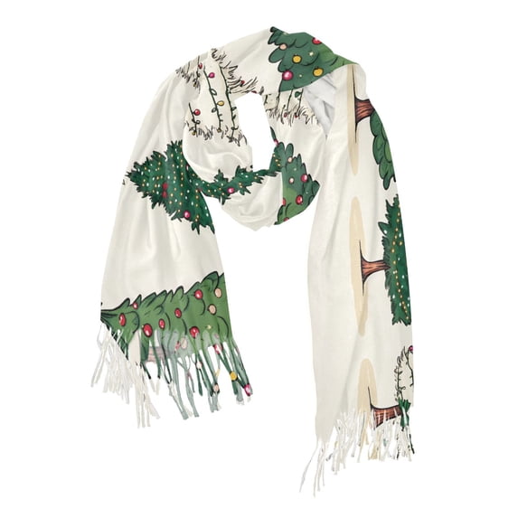 FORMRS Womens Scarf Winter Soft Long Big Warm Shawls Wrap Tassel Scarves, Hand Drawn Christmas Stars