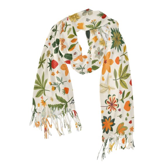 FORMRS Womens Scarf Winter Soft Long Big Warm Shawls Wrap Tassel Scarves, Leaves Pattern