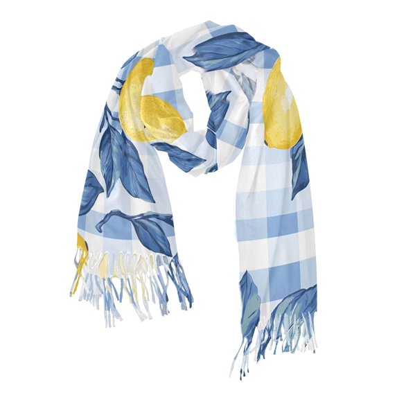 FORMRS Womens Scarf Winter Soft Long Big Warm Shawls Wrap Tassel Scarves, Light Blue Lemon