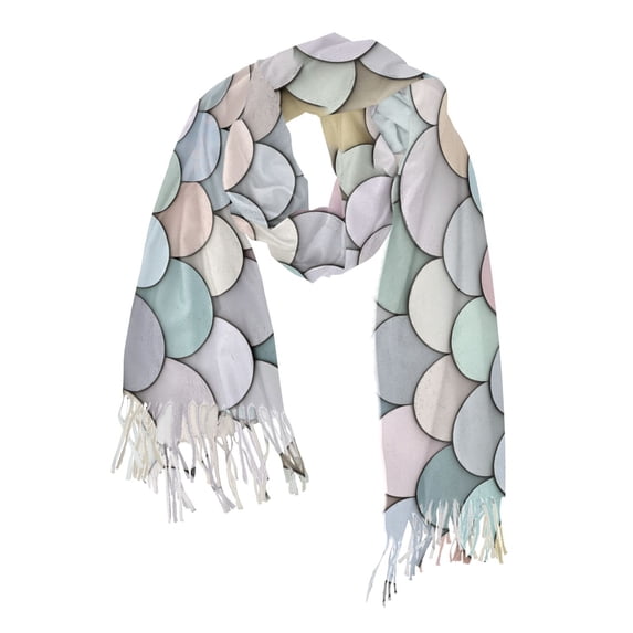 FORMRS Womens Scarf Winter Soft Long Big Warm Shawls Wrap Tassel Scarves, Light Blue Shimmering Pattern