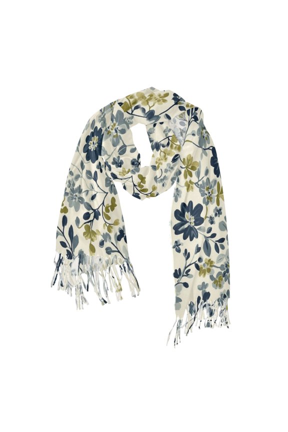 Womens Scarf Winter Soft Long Big Warm Shawls Wrap Tassel Scarves, Light Floral