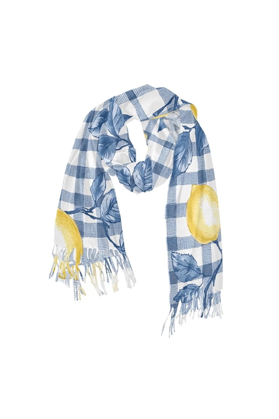 Womens Scarf Winter Soft Long Big Warm Shawls Wrap Tassel Scarves, Light Lemon