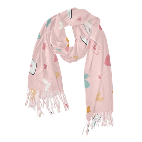 FORMRS Womens Scarf Winter Soft Long Big Warm Shawls Wrap Tassel Scarves, Love in The Air