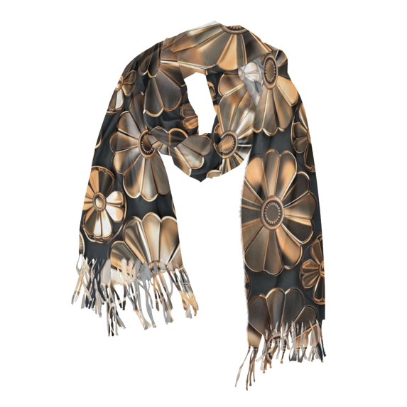 FORMRS Womens Scarf Winter Soft Long Big Warm Shawls Wrap Tassel Scarves, Metallic Flower