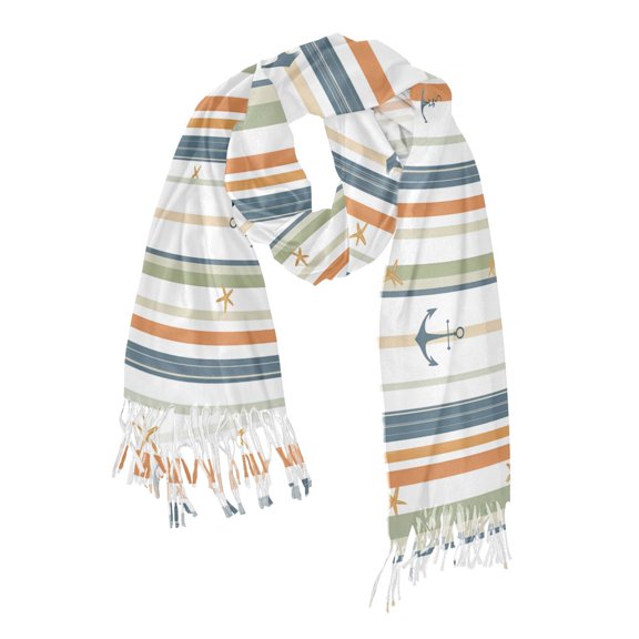 FORMRS Womens Scarf Winter Soft Long Big Warm Shawls Wrap Tassel Scarves, Nautical Pattern