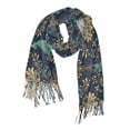 thumbnail image 1 of FORMRS Womens Scarf Winter Soft Long Big Warm Shawls Wrap Tassel Scarves, Navy Blue Peacock Pattern, 1 of 9