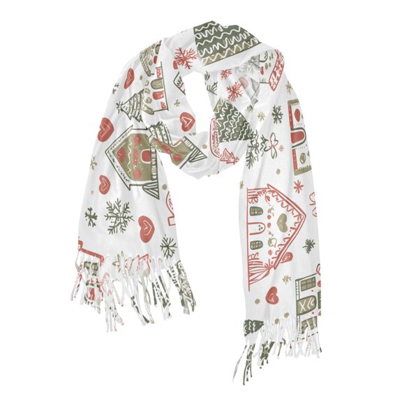 FORMRS Womens Scarf Winter Soft Long Big Warm Shawls Wrap Tassel Scarves, Nordic Christmas House