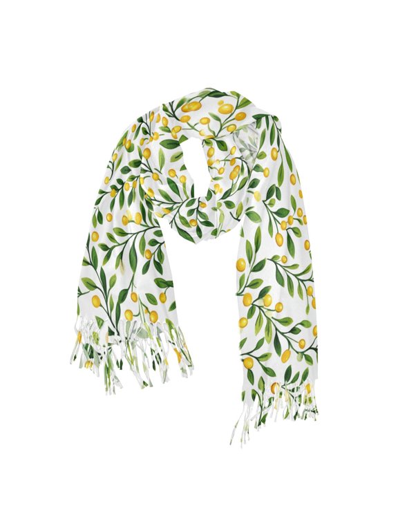 Womens Scarf Winter Soft Long Big Warm Shawls Wrap Tassel Scarves, Olive Leaf