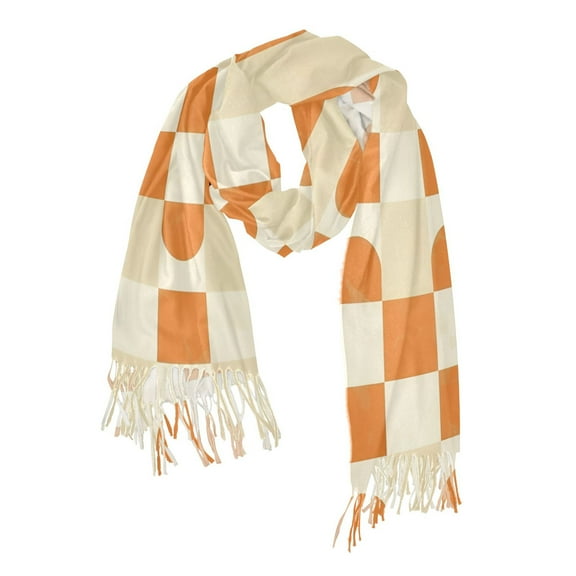 FORMRS Womens Scarf Winter Soft Long Big Warm Shawls Wrap Tassel Scarves, Orange Checkered Pattern