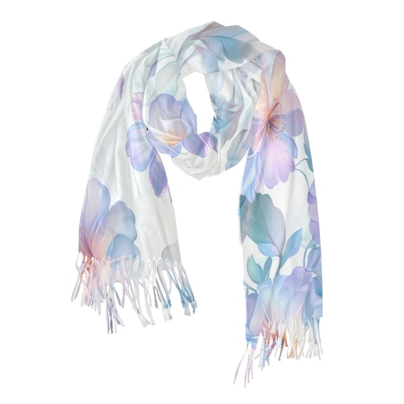 FORMRS Womens Scarf Winter Soft Long Big Warm Shawls Wrap Tassel Scarves, Pastel Flower Pattern