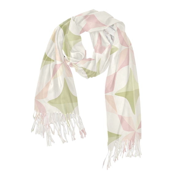 FORMRS Womens Scarf Winter Soft Long Big Warm Shawls Wrap Tassel Scarves, Pastel Pink Geometric