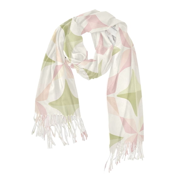 FORMRS Womens Scarf Winter Soft Long Big Warm Shawls Wrap Tassel Scarves, Pastel Pink Geometric