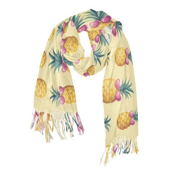 FORMRS Womens Scarf Winter Soft Long Big Warm Shawls Wrap Tassel Scarves, Pineapple Love