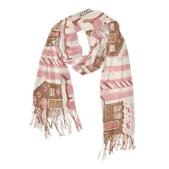 FORMRS Womens Scarf Winter Soft Long Big Warm Shawls Wrap Tassel Scarves, Pink Candy House